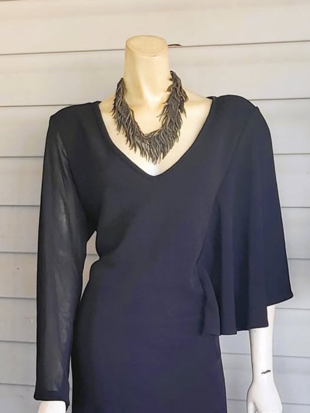 ASHLEY STEWART CONTRASTING SLEEVE DRESS